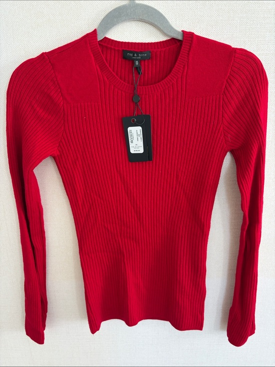 rag & bone Tops - rag & bone Bright Red Ribbed Long-Sleeve Top